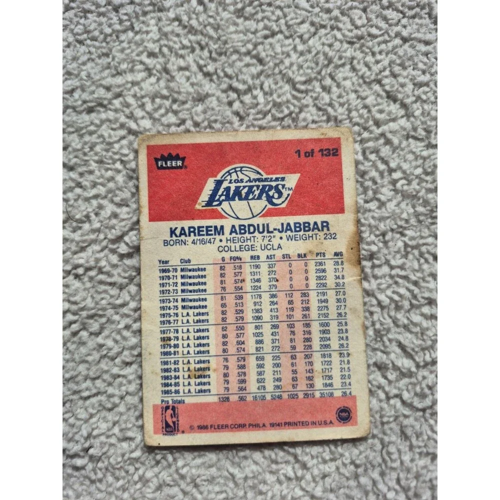 1986-87 Fleer - Kareem Abdul-Jabbar #1